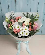 Букет цветов из:  Розы, Лизиантусы и Хризантемы в Ленинкенте
