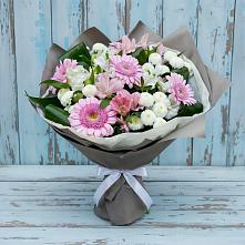 Букет цветов из:  Герберы, Альстромерии и Хризантемы в Ленинкенте