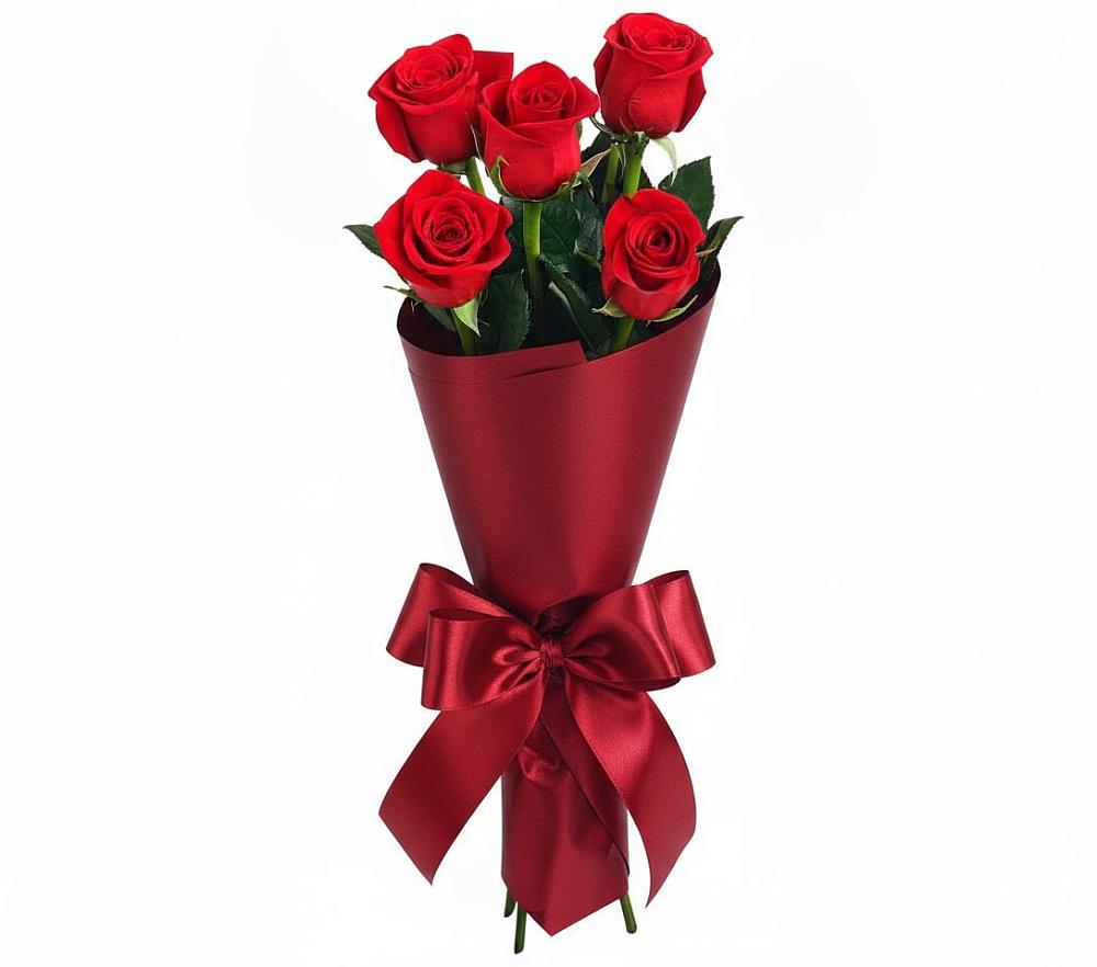 Букет 5 Красных роз Эдлесс Лав в Ленинкенте