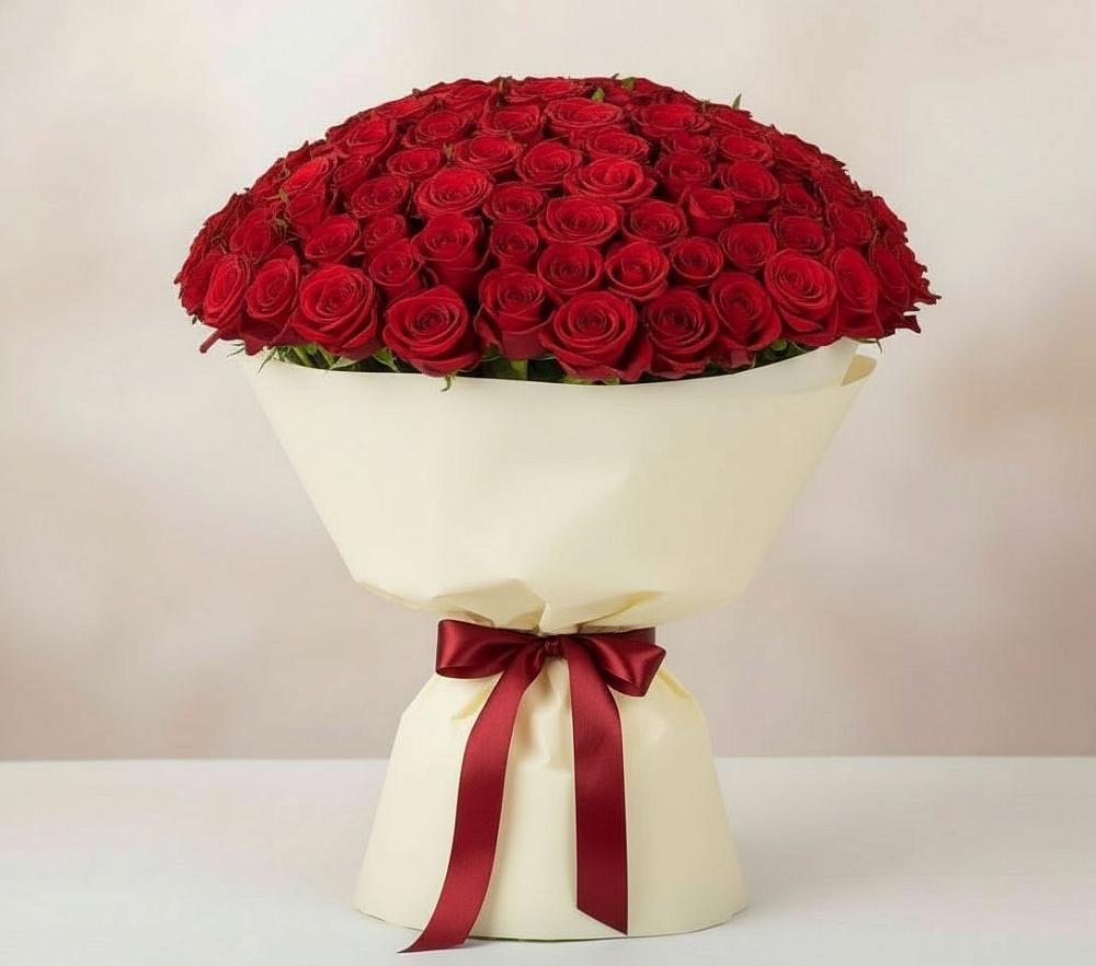 Букет 101 Красная роза Милано в Ленинкенте