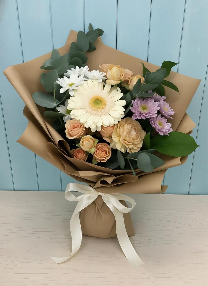 Букет цветов из: Герберы и Хризантемы в Ленинкенте