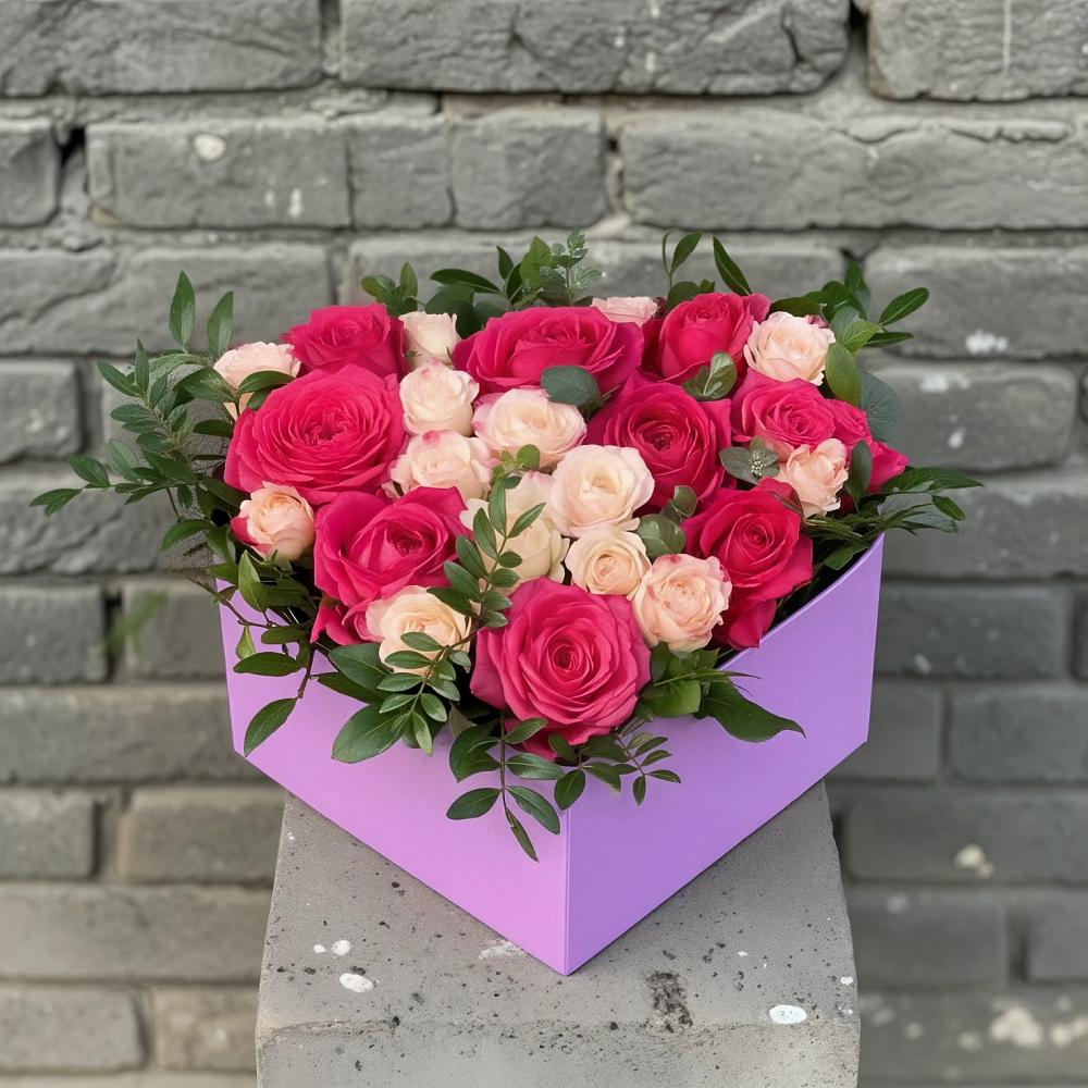 Цветочная композиция из Розы в коробке в Ленинкенте