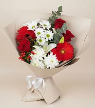 Букет цветов из:  Розы, Хризантемы, Герберы и Лилии в Ленинкенте
