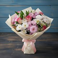 Букет цветов из:  Хризантемы, Альстромерии и Розы в Ленинкенте