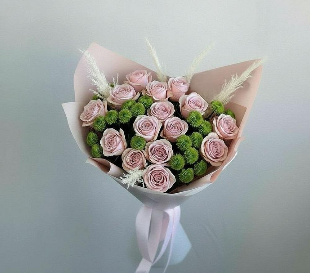 Букет цветов из: Розы и Хризантемы в Ленинкенте