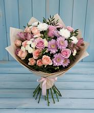 Букет цветов из:  Хризантемы, Розы и Альстромерии в Ленинкенте