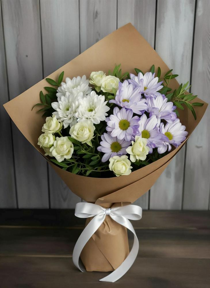 Букет цветов из: Хризантемы и Розы в Ленинкенте